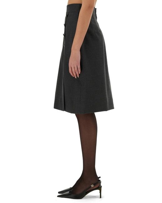 Dolce & Gabbana Black Overlapping-Panel Midi Skirt