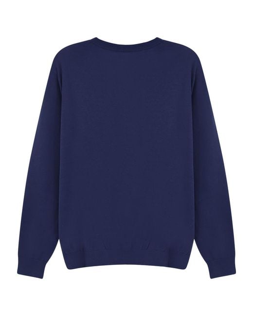 Aspesi Blue Crew-Neck Blended Knit Sweater