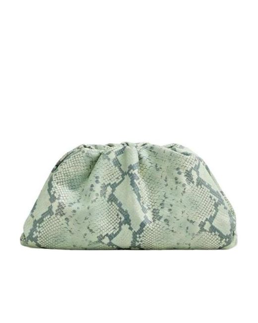 Bottega Veneta Green The Pouch Embossed Clutch Bag