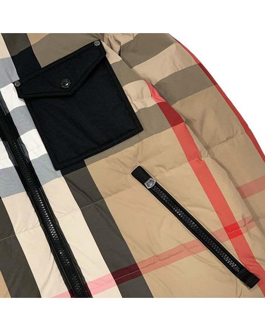 Burberry Brown Reversible Check Puffer Jacket for men
