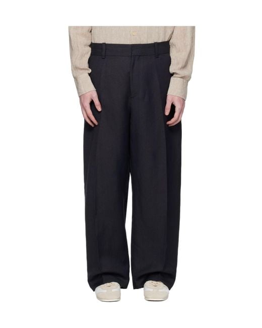 Studio Nicholson Black Belt-Lined Casual Pants for men