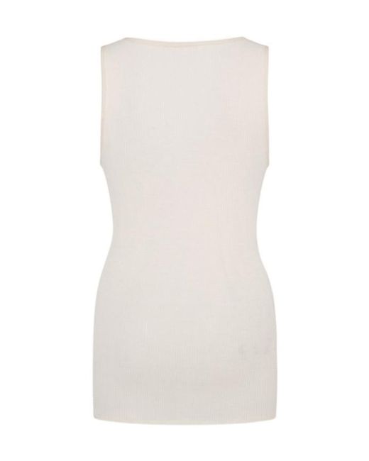 The Row White Danel Ribbed-Knit Top