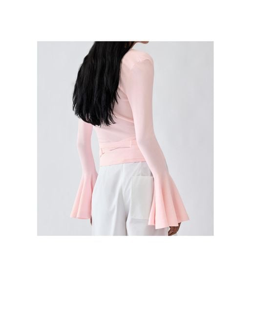 Jacquemus Pink The Paysan Long-Sleeve Knit Wrap Top