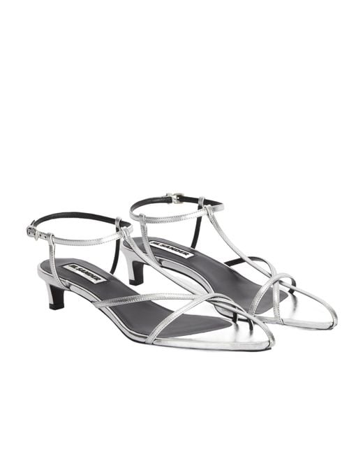 Jil Sander White Cage Low-Heel Sandals