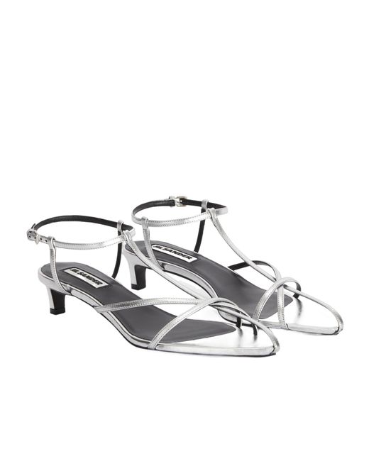 Jil Sander White Cage Low-Heel Sandals
