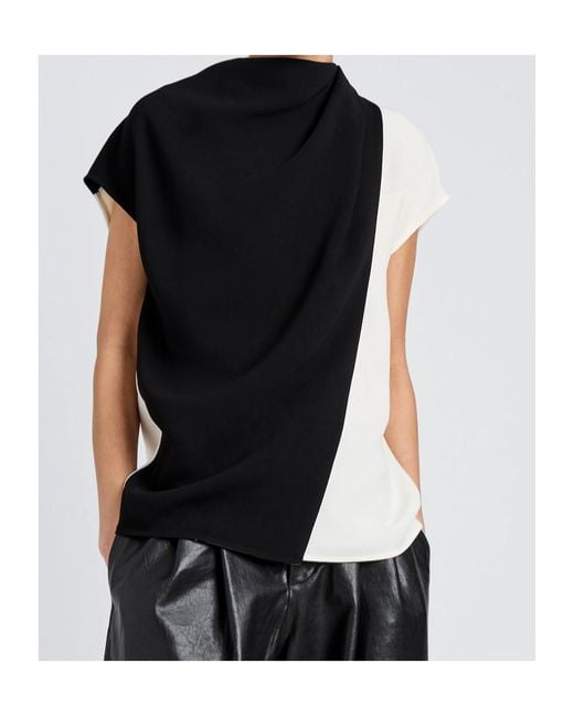Proenza Schouler Black Elsa Drape-Detail Blouse