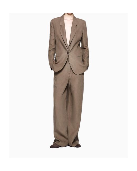 Giorgio Armani Brown Single-Breasted Tailored Blazer