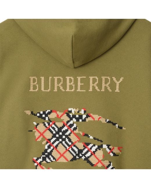 Burberry Green Cotton Equestrian Knight Zip Hoodie for men
