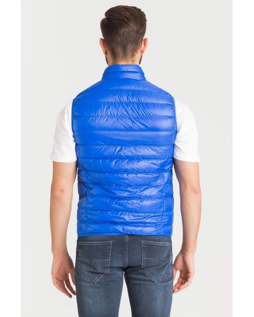 EA7 Blue Waistcoat Quilted Down Jacket for men