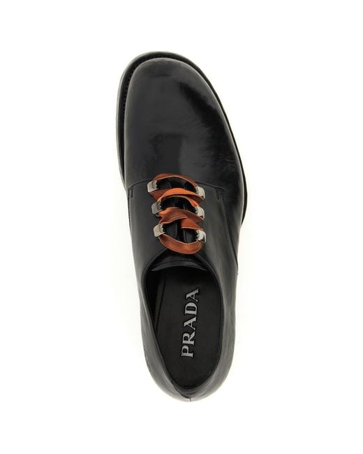 Prada Black Round-Toe Lace-Up Shoes for men