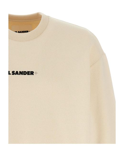 Jil Sander White Logo-Print Crewneck Sweatshirt for men