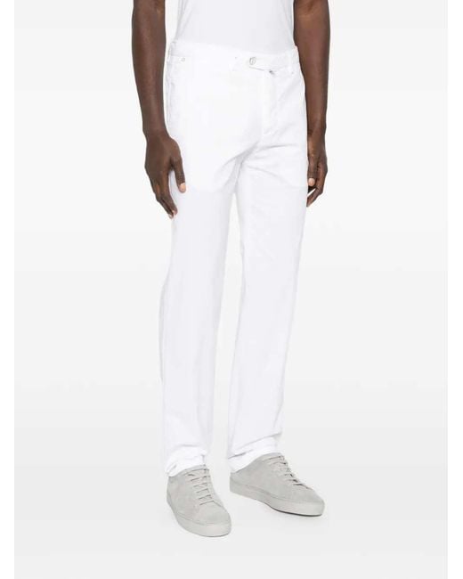Kiton White Straight Leg Pants for men