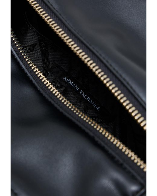 ARMANI EXCHANGE Black Logo-Plaque Adjustable-Strap Shoulder Bag