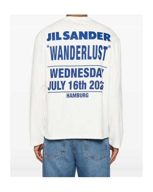 Jil Sander Blue Photograph-Print Long-Sleeve T-Shirt for men