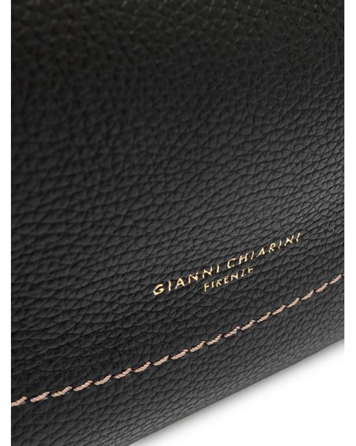 Gianni Chiarini Black Gabry Grained Contrast-Stitch Shoulder Bag