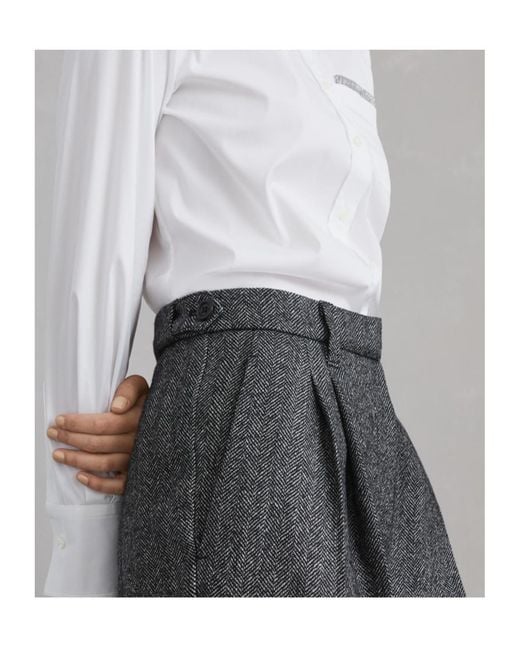 Brunello Cucinelli Gray Heringbone Cropped Trousers