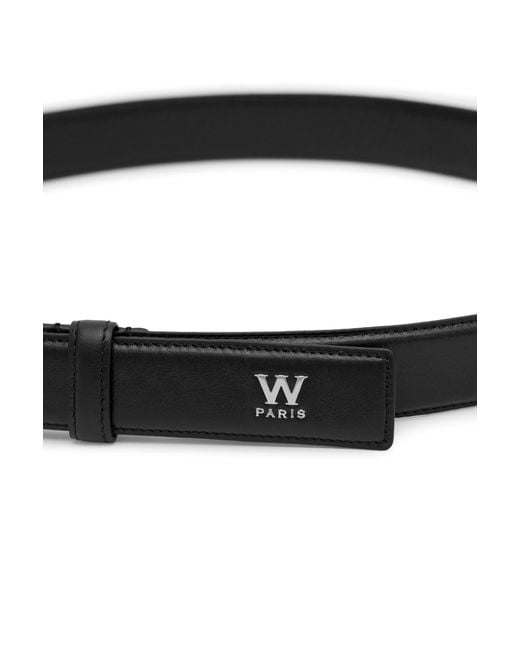 Wooyoungmi White Small Logo Leather Belt for men