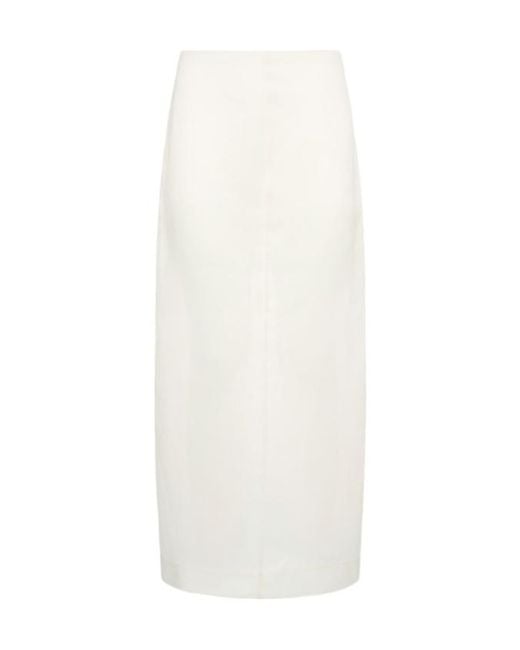 Khaite White Lalisa Compact Organza Midi Skirt