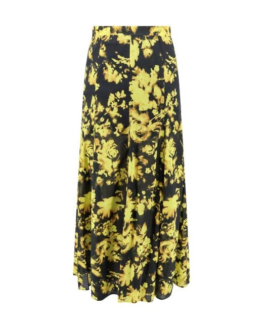 Erika Cavallini Semi Couture Yellow Floral-Pattern Maxi Skirt