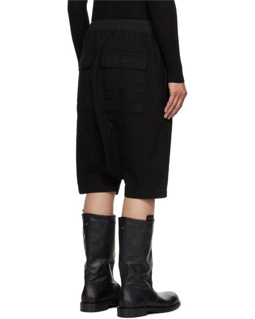 Rick Owens Black Elasticated Waistband Pods Shorts for men