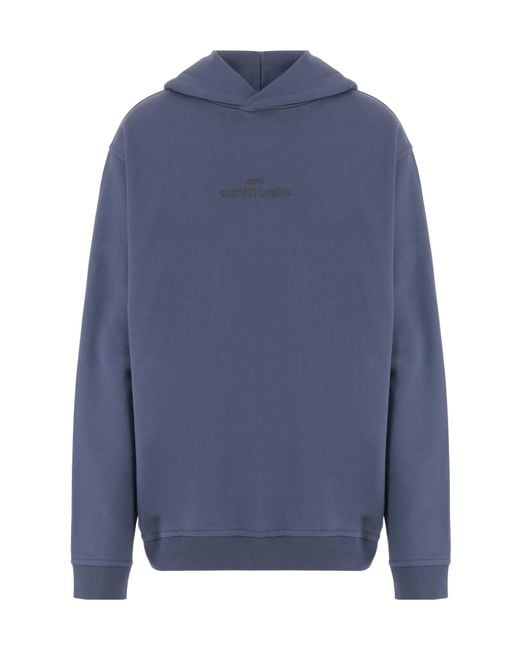 Maison Margiela Blue Logo Embroidered Long-Sleeved Hoodie for men