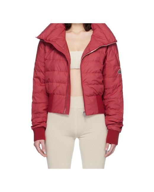 Moncler Red Moncler Rick Owens Cropped Down Jacket for men