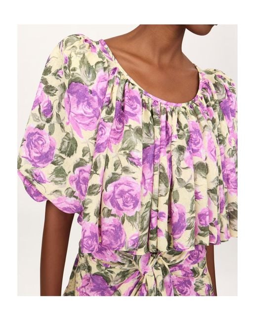 Chloé Pink Chloé Cropped Puff-Sleeved Top
