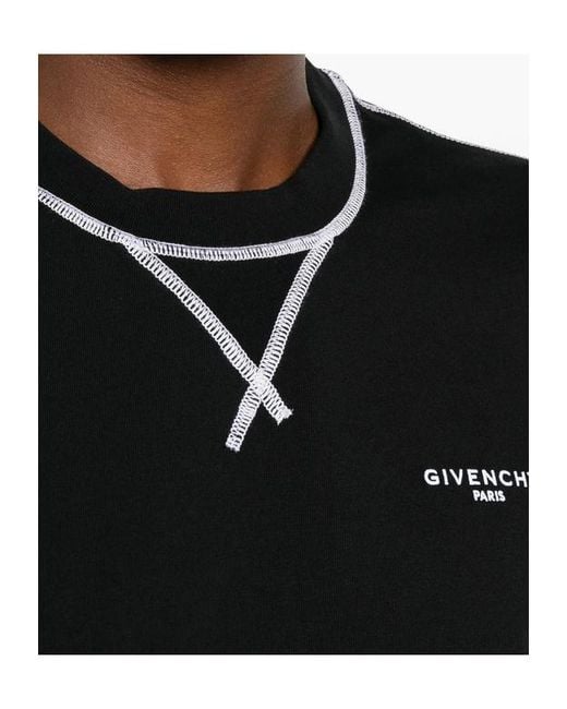 Givenchy Black Logo Embroidered Crewneck T-Shirt for men