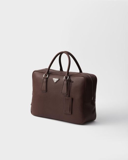 Prada Brown Triangle-Logo Zipped Tote Bag for men