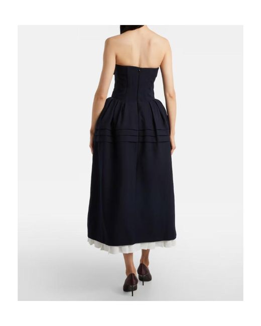 ShuShu/Tong Blue Bow-Detail Wool And Silk Midi Dress