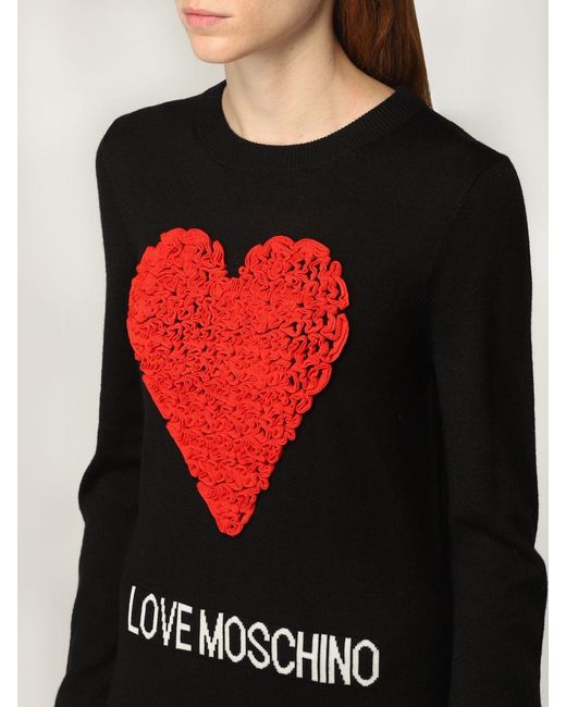 Moschino Black Tulle-Heart Logo Knit Dress