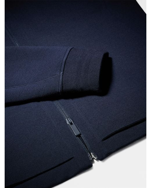 Zegna Blue Zip-Up Drawstring Hoodie for men