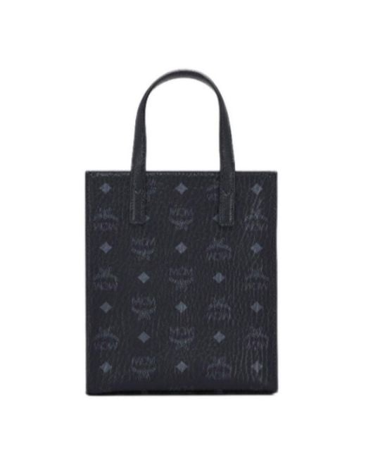 MCM Black All-Over Logo Printed Mini Tote Bag