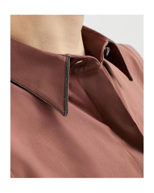 Brunello Cucinelli Brown Sleeveless Curved Hem Shirt
