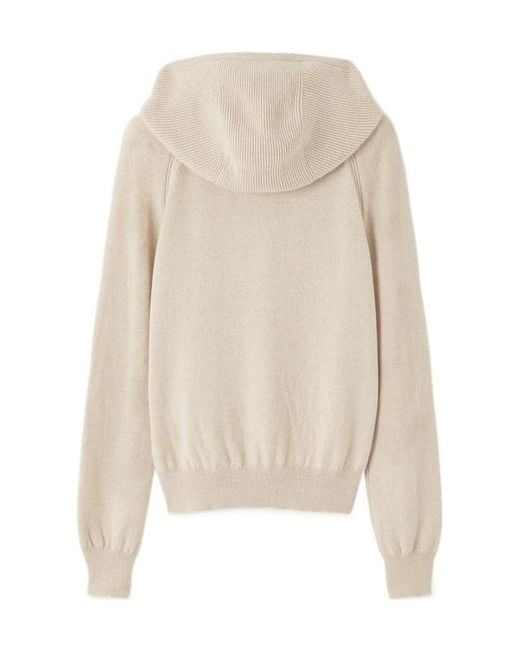 Loro Piana Natural Zip-Up Hooded Cardigan