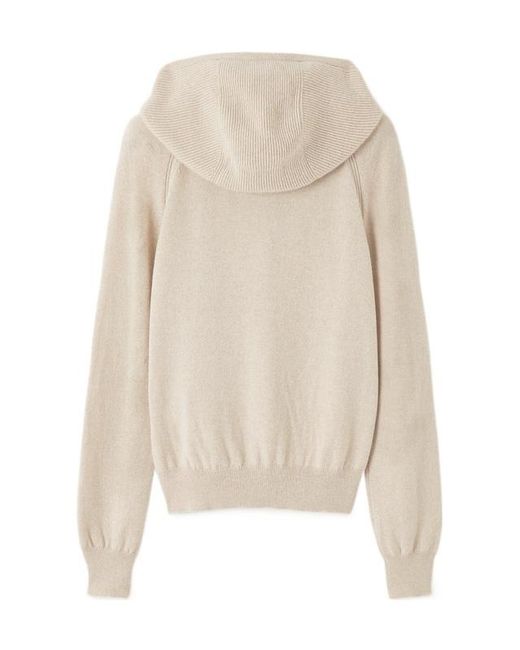 Loro Piana Natural Zip-Up Hooded Cardigan