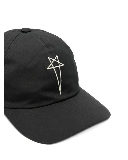 Rick Owens Black Embroidered Baseball Cap for men