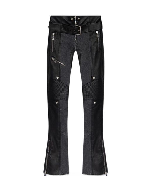 Versace Black Belted Zip-Cuff Flared Trousers