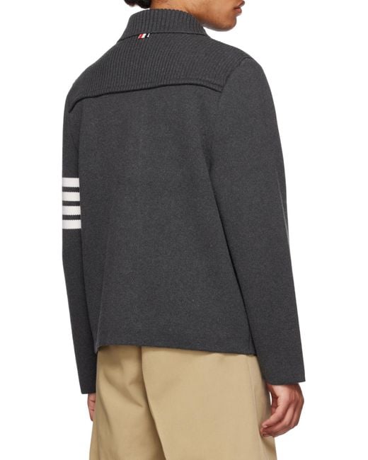 Thom Browne Black Bar Polo Collared Jacket for men