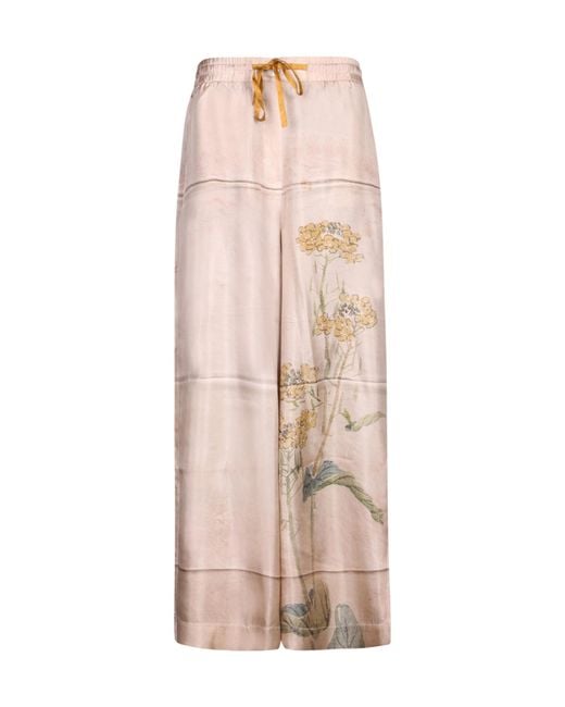 Pierre Louis Mascia Pink Wide-Leg Floral Print Pants