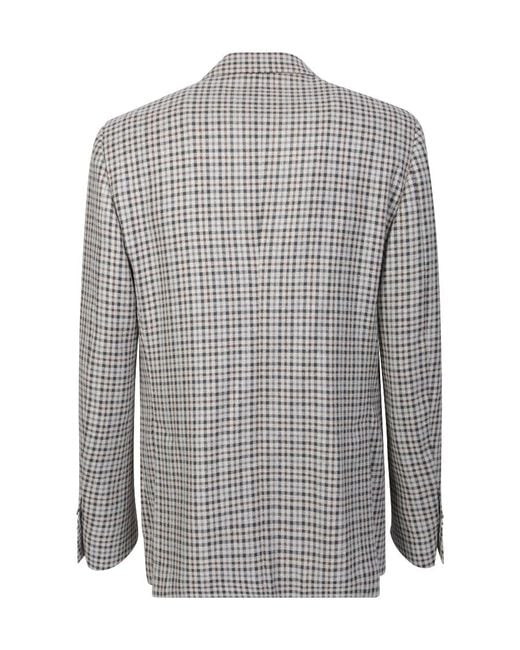 Lardini Gray Single-Breasted Checked Blazer for men