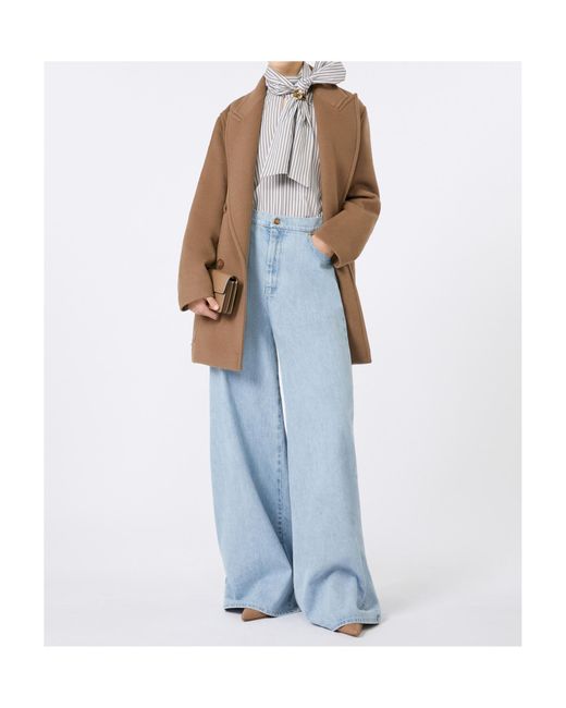 Max Mara Blue Affari Logo Patch Wide Leg Jeans