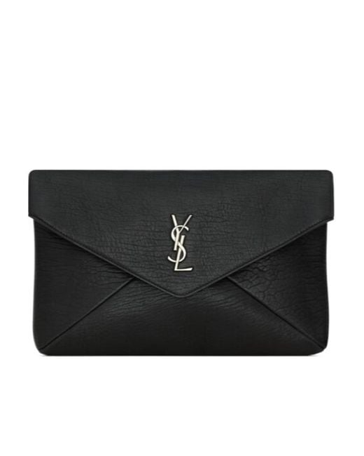 Saint Laurent Black Cassandre Large Envelope Pouch