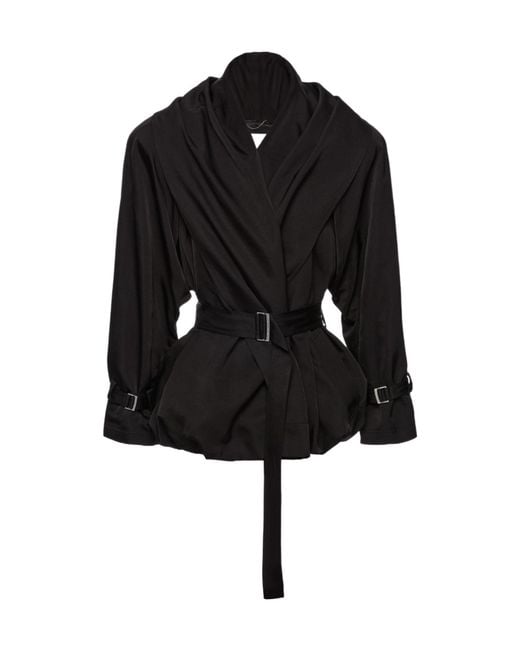 Magda Butrym Black Draped Collar Cotton-Silk Blend Jacket
