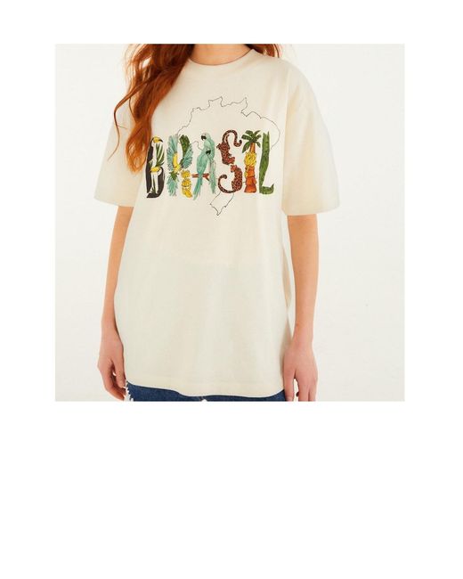 Farm Rio White Brasil Printed T-Shirt