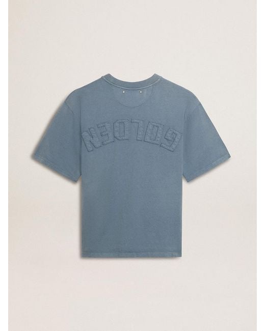 Golden Goose Deluxe Brand Blue Boxy Logo Patch T-Shirt