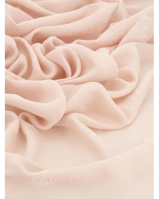 Ferragamo Natural Ferragamo Eyewear Monogram Fringed Scarf