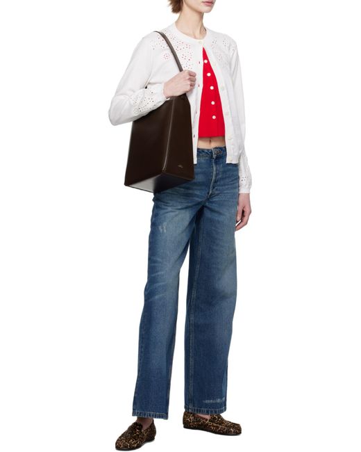 A.P.C. White Crew Neck Cardigan