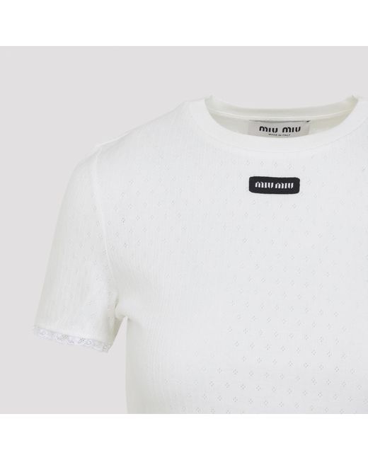 Miu Miu White Cotton T-Shirt