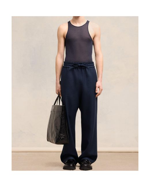 AMI Blue Ami Wide Elasticated Waist Trousers for men